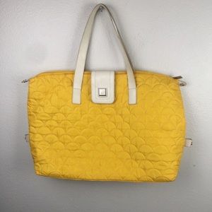 DIANE VON FURSTENBERG LARGE YELLOW TOTE TRAVEL BAG WITH SIDE SNAPS
